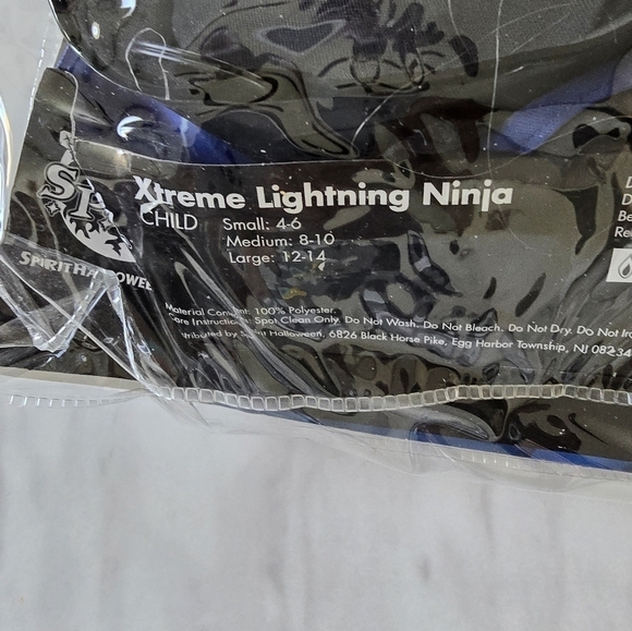 Spirit Halloween Ninja Costume Boys Blue Sz L 8-10 Full Set Jumpsuit Hood Mask - Picture 8 of 9